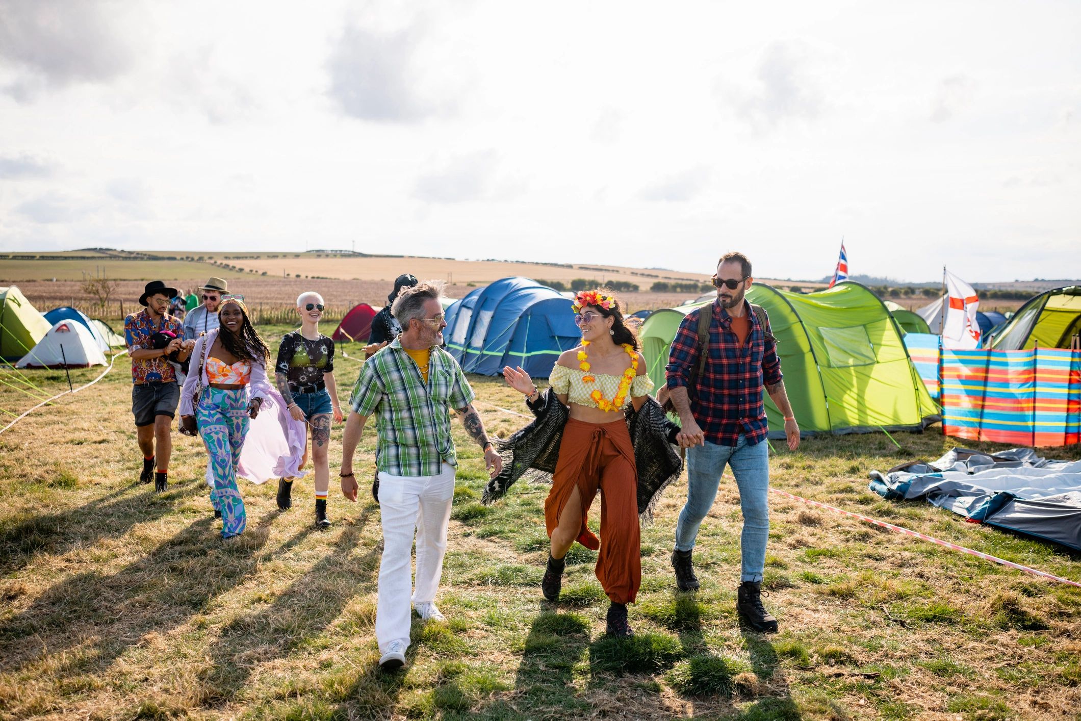 Festival crowd representing hybrid travel experiences