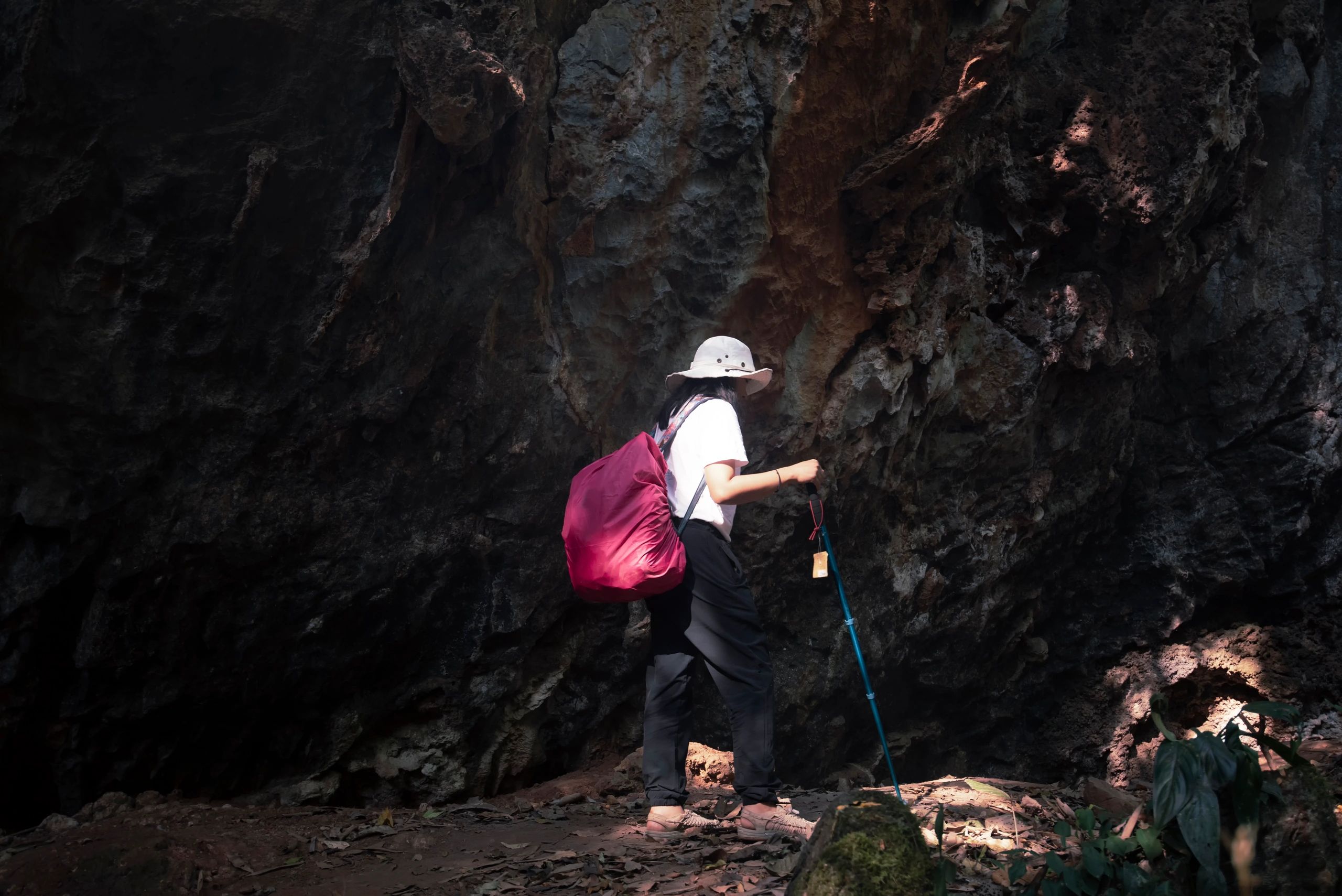 Explorer on a mountain landscape