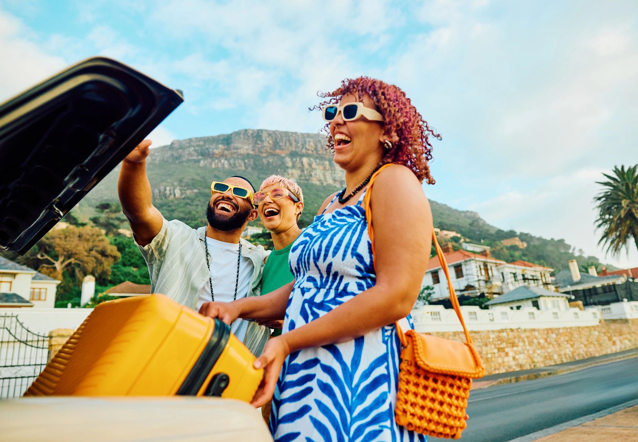 Community member smiling on a trip